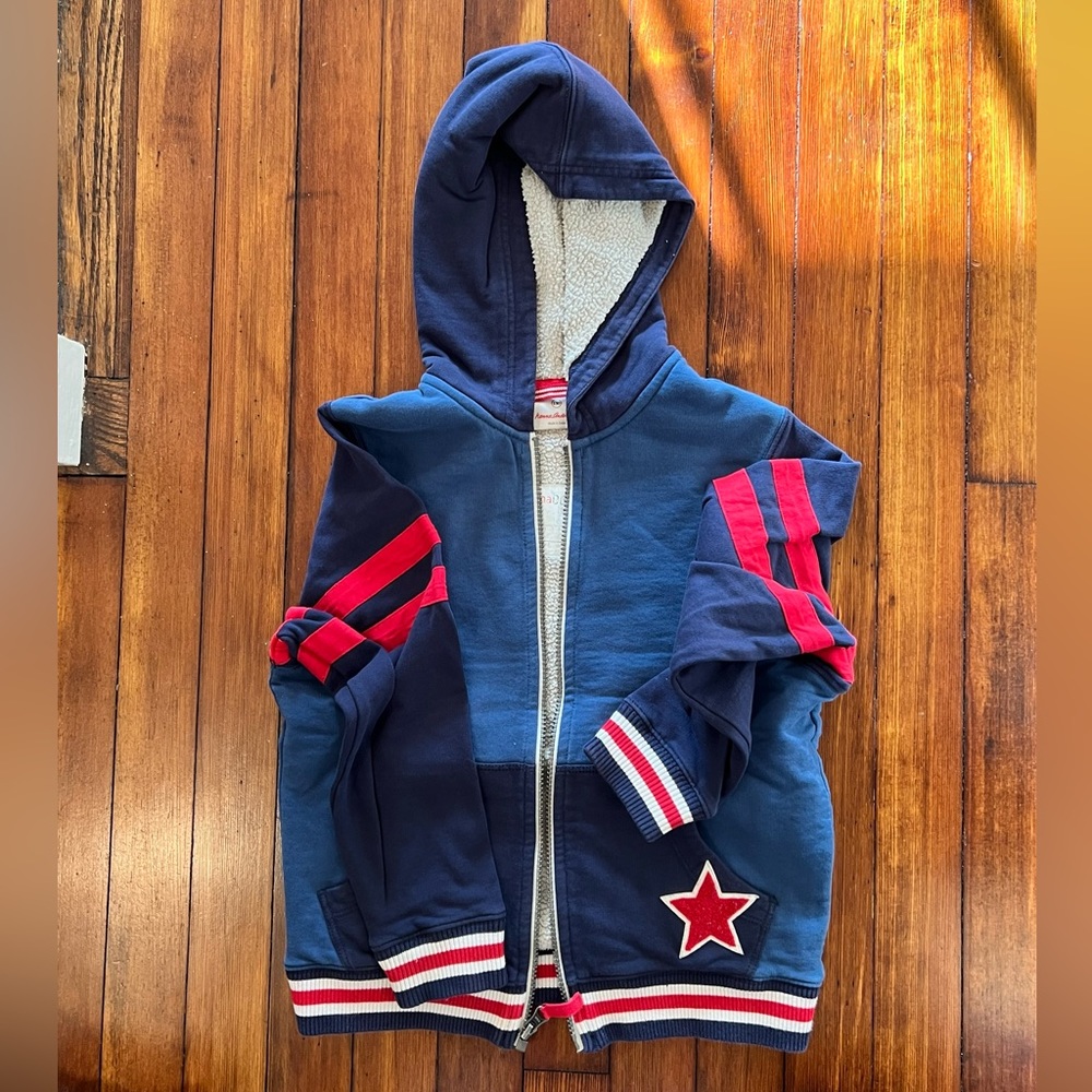 Hanna Andersson fleece lined zip up hoodie